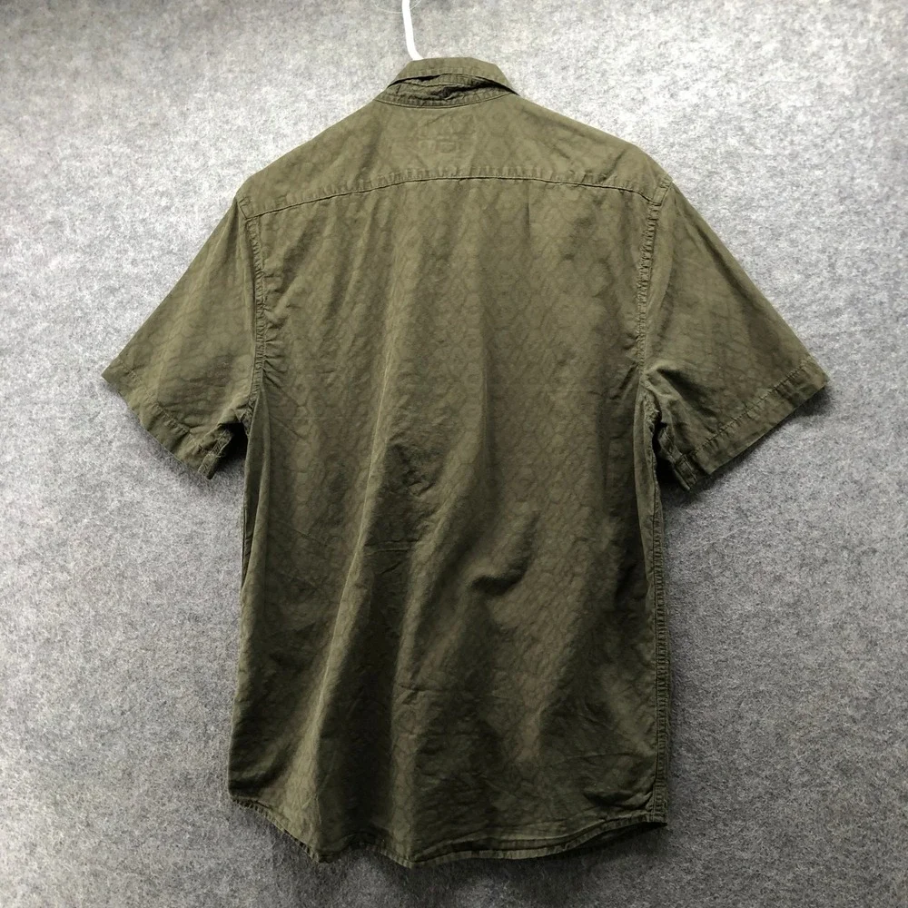 Banana Republic Slim Fit Button Down Shirt Mens M Olive Green Short Sleeve